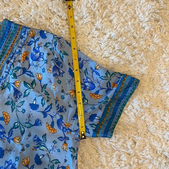 Women's Button Down Floral Dress. Blue. Small. Lightweight. Comfy. ResortWear. - Picture 14 of 15
